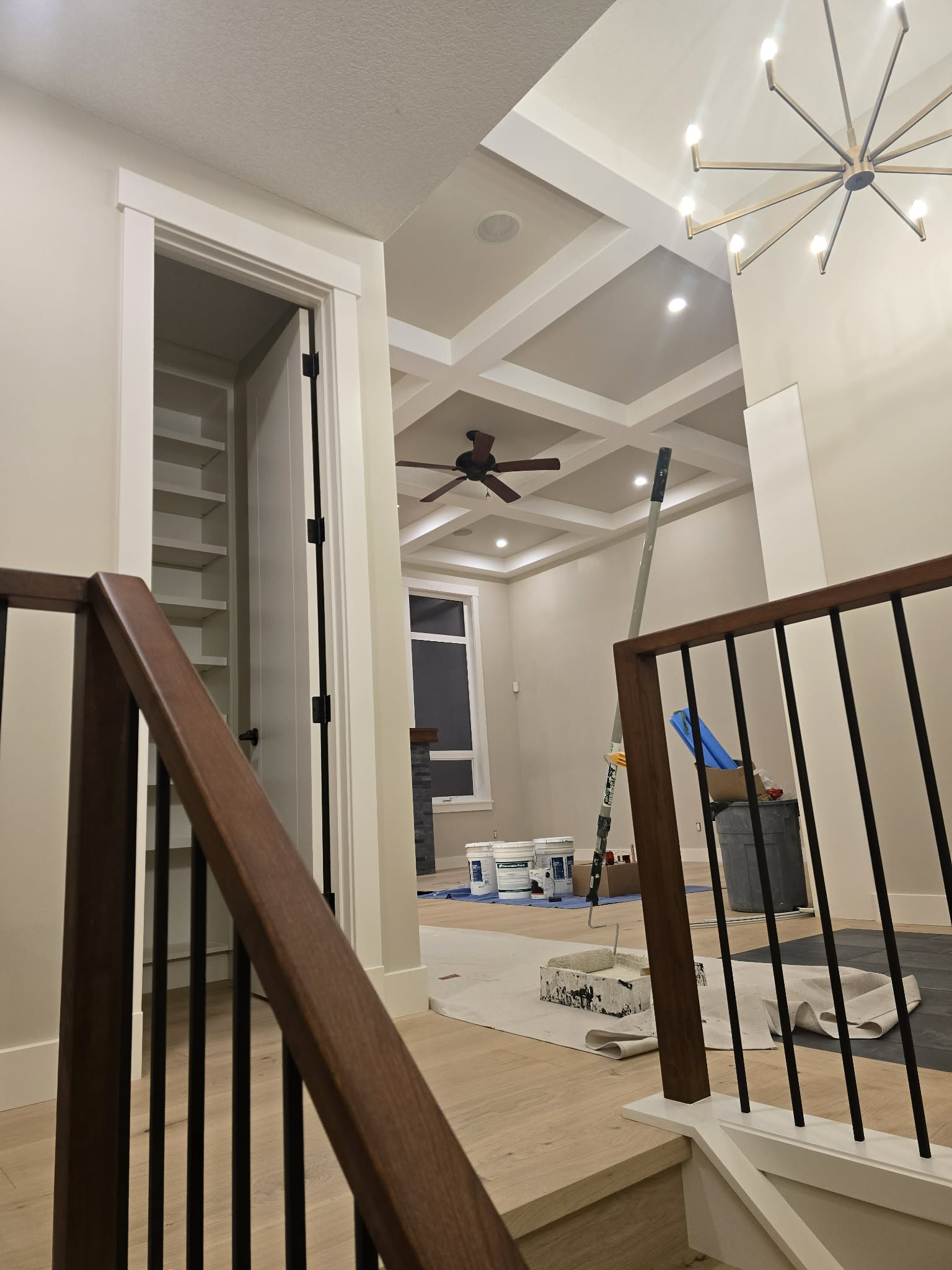 Interior renovation room during painting and finish preparation