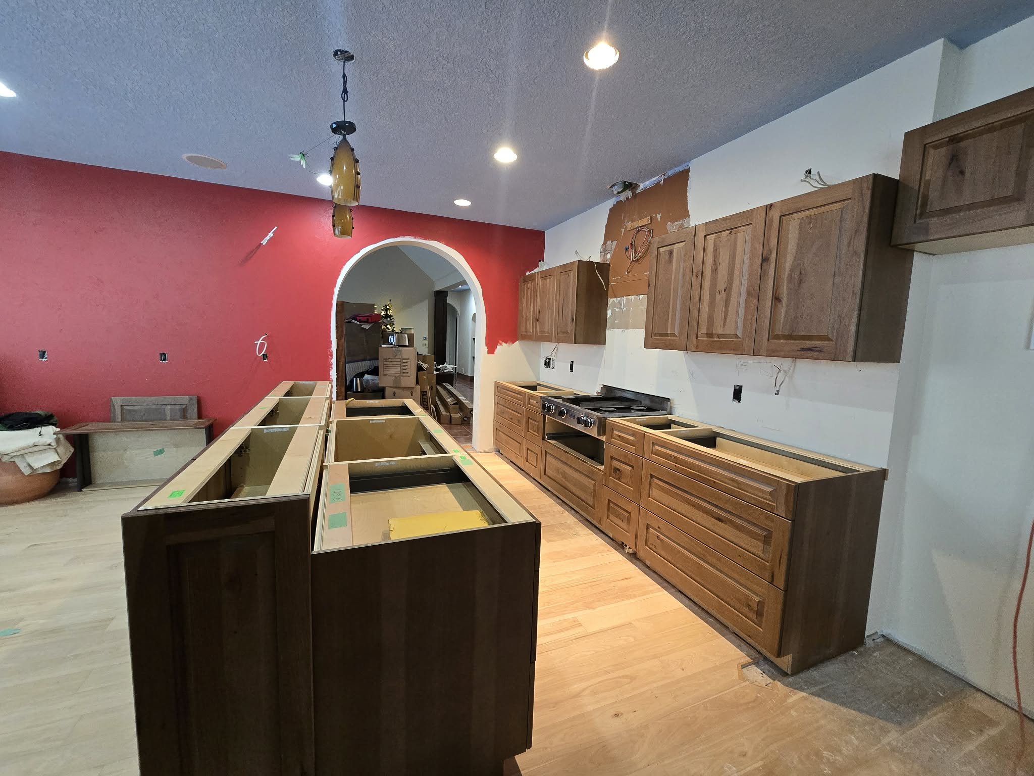 Kitchen cabinet design and layout planning for a Calgary renovation.