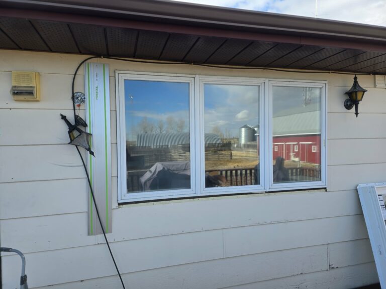 Exterior view of the existing window before removal